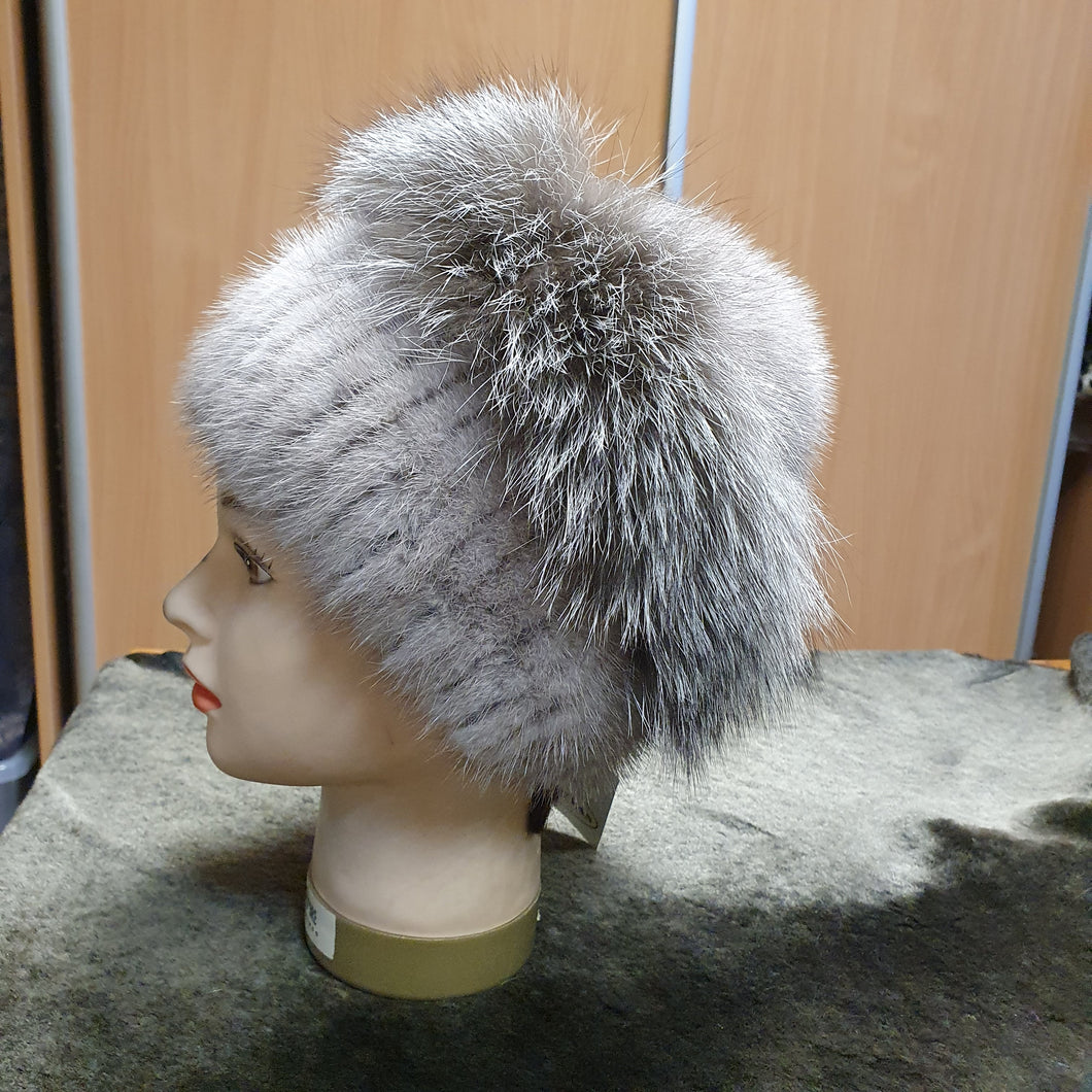 Gray mink hat