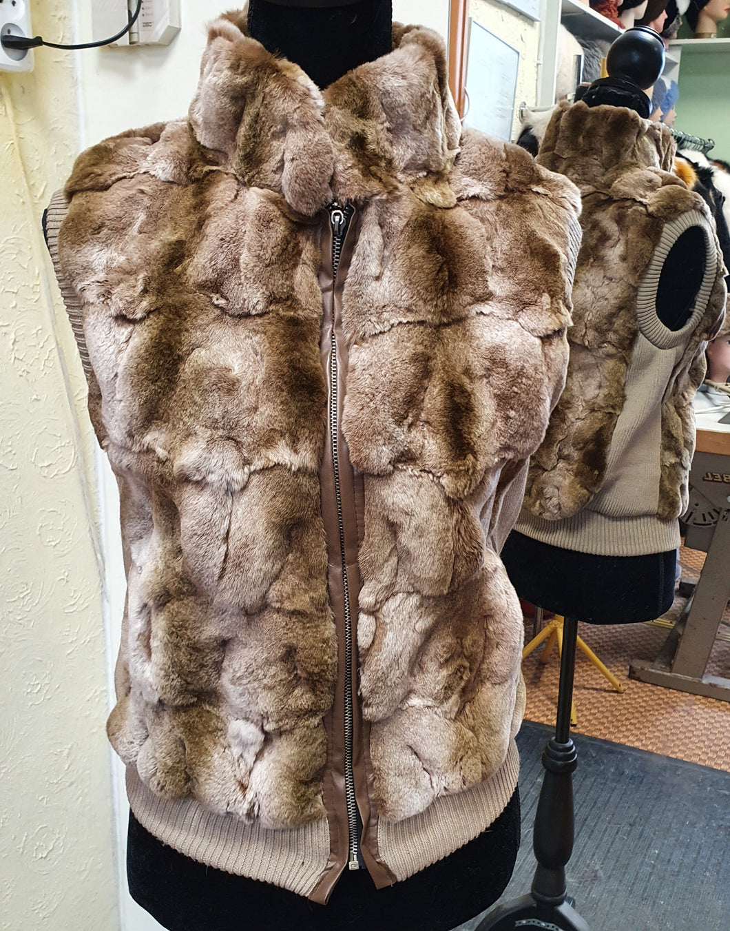 Light brown rabbit vest